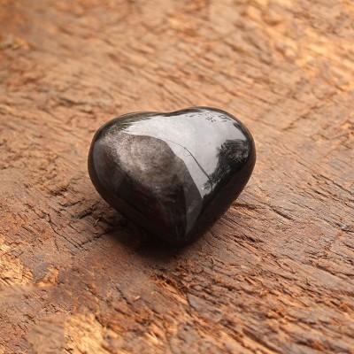 REIKI CRYSTAL PRODUCTS Black Obsidian Heart Crystal Stone Mini Heart A Perfect Gift For Unisex Decorative Showpiece  -  5 cm(Stone, Black)