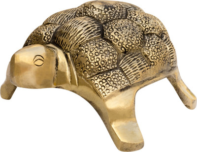 vastu vardan Brass Hollow Turtle With Yantra (Weight-590gm Approx) Brass Tortoise Vastu Decorative Showpiece  -  10 cm(Brass, Gold)