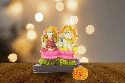 Crafts For You Laxmi Ganesh Small Decorative Showpiece  -  7 cm(Polyresin, Multicolor)