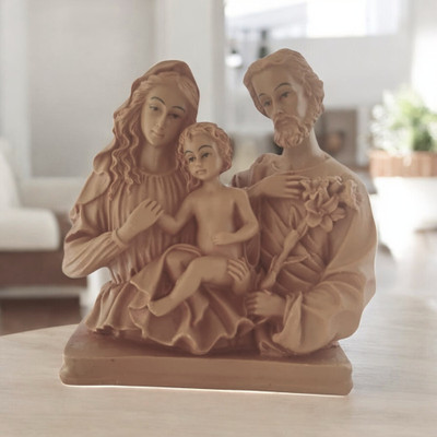 Anantamitra Holy Jesus Family Statue – Jesus, Mary & Joseph Idol Decorative Showpiece Decorative Showpiece  -  16.5 cm(Resin, Brown)