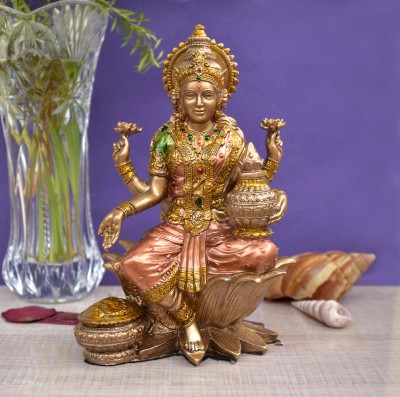 shri balaji craft Goddess Laxmi Ji Murti For Puja Room & home Decorative Showpiece  -  20 cm(Bronze, Multicolor)
