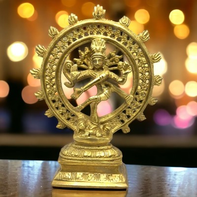 SATVANG Natraja Lord Shiva Decorative Showpiece  -  20 cm(Brass, Gold)