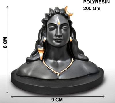 SBBCO Divine Edge Polyresin Adiyogi Shiv Ji Statue For Pooja Room & Car Dashboard Decorative Showpiece  -  8.21 cm(Polyresin, Black)