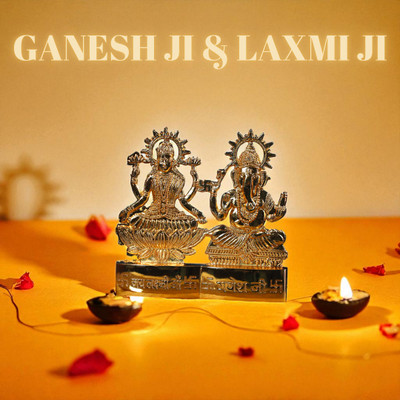 SBBCO Divine Magnet Metal Ganesha Ji and Laxmi Ji Idol Set Decorative Showpiece  -  7 cm(Metal, Gold)