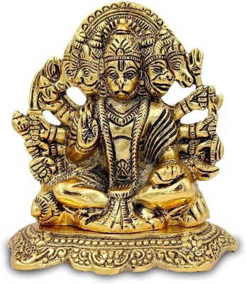 Home Genie Handcrafted Lord Hanuman Brass Idol | Hindu God Hanuman Ji Murti | 10 cm Decorative Showpiece  -  9 cm(Brass, Gold)