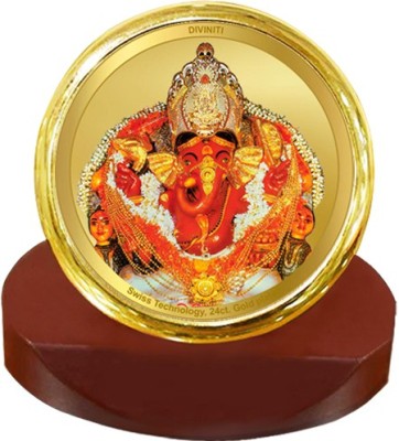 DIVINITI Siddhivinayak Idol Photo Frame & Car Dashboard|MCF 1C GLD 24K Gold Plated Foil Decorative Showpiece  -  11 cm(Metal, Gold)