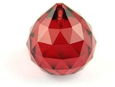 HOUSEOFASTRO Red Crystal Ball Hanging Feng Shui Sphatik Prism Ball 30mm for Positive Energy Decorative Showpiece  -  5 cm(Crystal, Red)