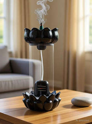 VE AND YOU Shiva Smoke Fountain dol shivling Ceramic Incense Holder Dhoop 40 COIN Decorative Showpiece  -  22 cm(Glass, Black)