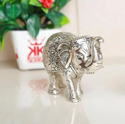 Laxmi Enterprises Metal Elephant Pair Of 1 For Home And Office Decorative Showpiece  -  14 cm(Metal, Silver)