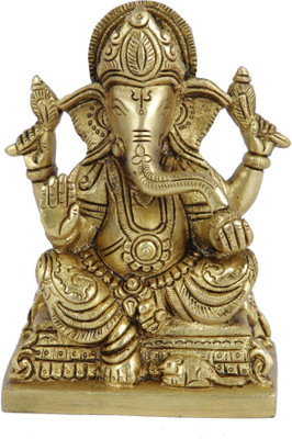 CPYFASHION Premium Brass Lakshmi Ganesha Idol for Puja & Home Décor Decorative Showpiece  -  8 cm(Brass, Copper)
