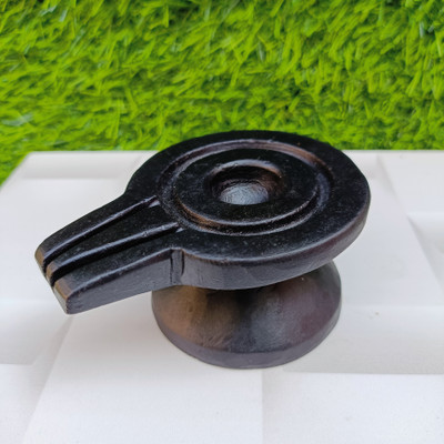 shivbhakti Shivling art Original Narmada Stone Black Jaladhari (3Inch) Decorative Showpiece  -  10.16 cm(Stone, Black)