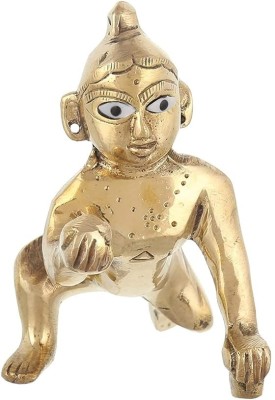 Rudraaksh craft Asta Dhatu Laddu Gopal /Brass Golden Bal Gopal/Little Krishna/Makhan Chor Idol Decorative Showpiece  -  2 cm(Brass, Gold)