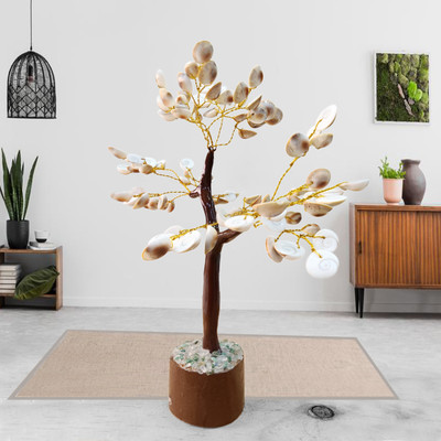 Shubhanjali Original Gomti Chakra Tree for Home Decor Showpiece Office Table Gifts 110 Beads Decorative Showpiece  -  20 cm(Crystal, Stone, Green)