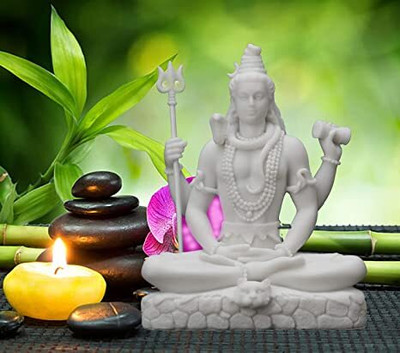 SN Handicrafts Polyresin Hand Printed Shiv ji Murti Decorative Showpiece  -  22.2 cm(Polyresin, White)