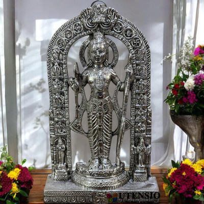 UTENSIO Ayodhyawasi Shree Ram Lalla Decorative Showpiece  -  27 cm(Metal, Silver)