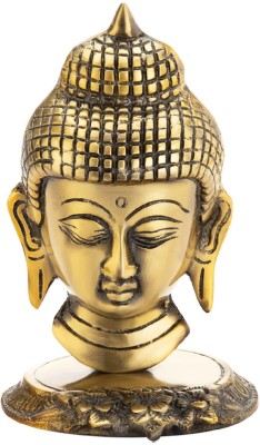 ArtSmart Metal Decorative Meditating Buddha Head Figurine for Home Décor Decorative Showpiece  -  13 cm(Metal, Gold)