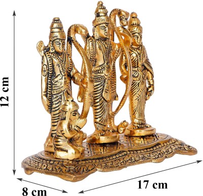 Kitlyn Brass Ram Darbar (Rama,Sita,Laxman,Hanuman) Murti Idol Statue Sculpture Decorative Showpiece  -  12 cm(Brass, Gold)