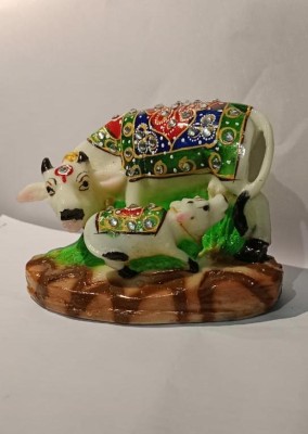 Guru Kripa cowcalf Decorative Showpiece  -  10 cm(Marble, Multicolor)