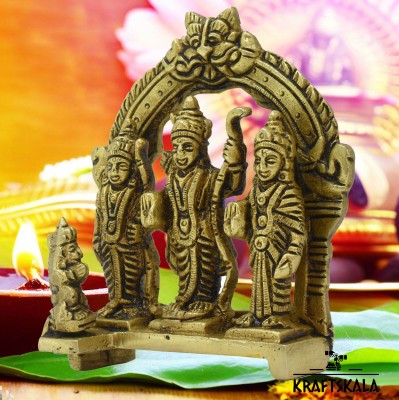 KraftsKala Ram Darbar Brass Idol, Spiritual Home Decor Temple Murti for Devotees, Collector Decorative Showpiece  -  11 cm(Brass, Gold)