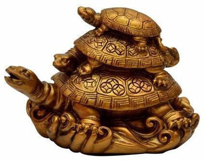 NITIN COLLECTION FENGSHUI/VASTU THREE TIRED TORTOISE Decorative Showpiece  -  9 cm(Polyresin, Gold)