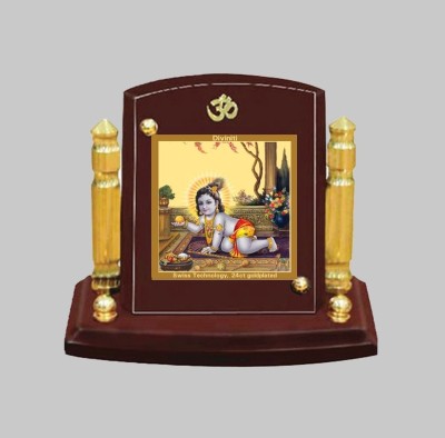 DIVINITI Laddu Gopal ji Idol Photo Frame Car Dashboard Table Décor|MDF 1B P+ Decorative Showpiece  -  7 cm(Wood, Brown)