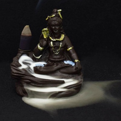 HC VILLA Shiva Backflow Smoke Incense Holder with Free 10 Scented Cone Incenses (Black) Decorative Showpiece  -  12 cm(Polyresin, Black)