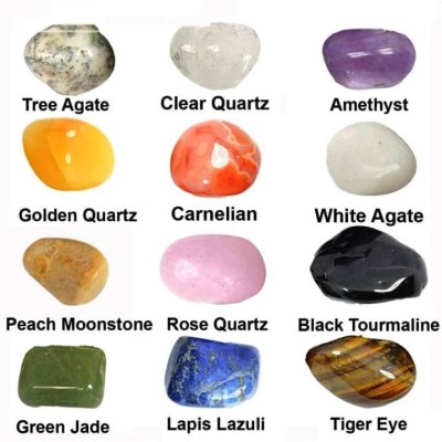 MIRAN AGATE 12 Chakra Crystal Stone Tumbled Kit Decorative Showpiece  -  2 cm(Crystal, Multicolor)