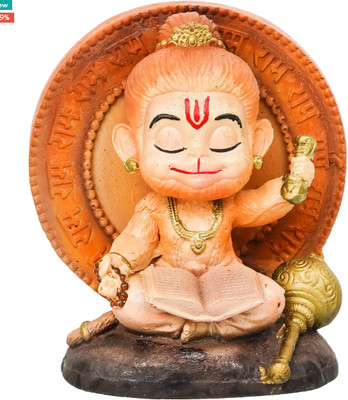 IDOLITE Bal Hanuman God Murti for Car Dashboard Decorative Showpiece  -  9 cm(Resin, Orange)