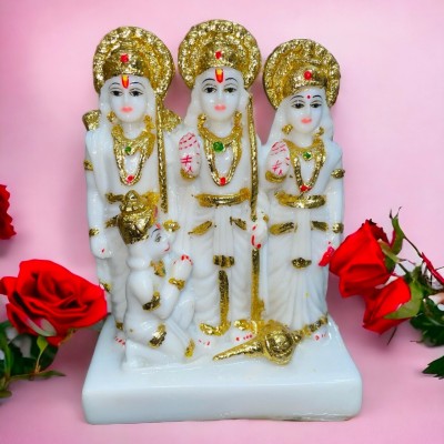 Pooja Creation PCS Polyresin Ayodhya Ram Mandir Special Shri Ram Darbar Statue Decorative Showpiece  -  18 cm(Polyresin, White)