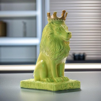 BECKON VENTURE Symbol of Power & Grace Roaring Lion Statue For Home Gift living room decoration Decorative Showpiece  -  29.2 cm(Polyresin, Light Green)