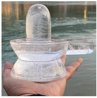 Devlink Natural Clear Quartz Shivling for Home Pooja and Meditation -50g Approx Decorative Showpiece  -  4 cm(Crystal, Clear)