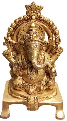 BikenWear Ganesha-1 Decorative Showpiece  -  14 cm(Brass, Gold)