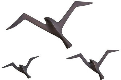 Tatsatva Brass Flying Birds Wall Hanging Set | set of 10 | Handcrafted Home Décor Decorative Showpiece  -  15.24 cm(Brass, Gold, Black)