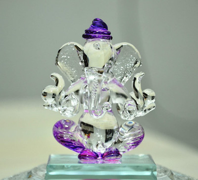 craftradhika Crystal ganesha Statue for car dashboard I Ganesh idol I Ganesha statue I Home Decor I Gifts for House warming I Decorative Showpiece  -  7 cm(Crystal, Purple)