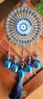 Nazar Battu BLUE CHAKKR EVIL EYE LARGE FOR BALCONY,DOOR ENTRANCE,LIVING ROOM,OFFICE, GIFTS Decorative Showpiece  -  33 cm(Metal, Blue)