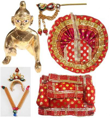 salvusappsolutions Beautifully Handmade Shringaar Set with Metal Laddu Gopal Decorative Showpiece  -  8 cm(Metal, Multicolor)