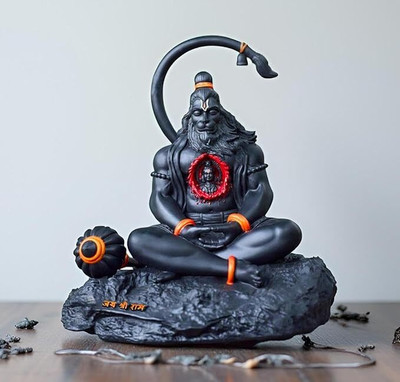 artSUTRA LORD HANUMAN IDOL FOR CAR DESHBOARD ,OFFICE TABLE ,PYARE ROOM DECORE ITEM Decorative Showpiece  -  10 cm(Resin, Black)