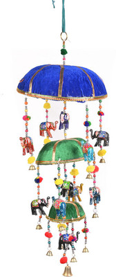 Rathore handicraft Velvet Three Basket Hanging Pack Of 1 Decorative Showpiece  -  76 cm(Wood, Multicolor)