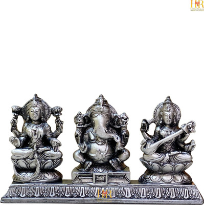 hr enterprises (LGS A.Silver)Lakshmi Ganesh Saraswati Idol,Lakshmi Ganesh Saraswati murti,Gifts Decorative Showpiece  -  8.9 cm(Polyresin, Silver)