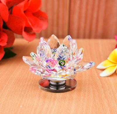 Archna Handicraft Multicolour Crystal Lotus with Manual Rotating Stand (2.5x3 Inch) Decorative Showpiece  -  30 cm(Crystal, Black)