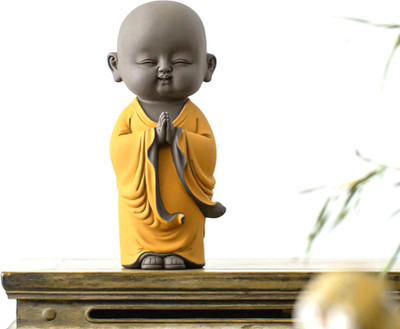 Blessing Buddha Decorative Showpiece  -  23 cm(Polyresin, Yellow)