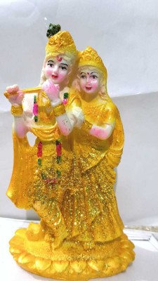 yogi Lord Radha Krishna Murti, Statue, idol, Decorative Showpiece Decorative Showpiece  -  19 cm(Resin, Gold)