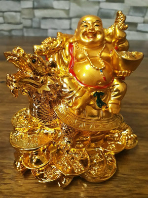 MG Mohaak Gallery Feng Shui Laughing Buddha Sitting On Dragon Tortoise Signifies Wealth Happiness & Peace | Happy Man Idol Murti Statue Showpiece Statue For Good Luck Wealth Health Good Money Vastu Home Office Decor | Perfect Gift For Birthday Wedding Anniversary Housewarming Diwali And As Valentine