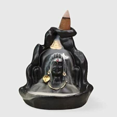 reeldot Adiyogi Shiva Statue Car Dashboard Showpiece| Adiyogi Smoke Fountain Decorative Showpiece  -  13 cm(Polyresin, Black, Gold)