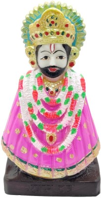 G LOOKS Lord Khatu Shyam Statue/ Shyam Baba Marble Dust Idol 6 Inch for Temple (Pink) Decorative Showpiece  -  16 cm(Polyresin, Pink)