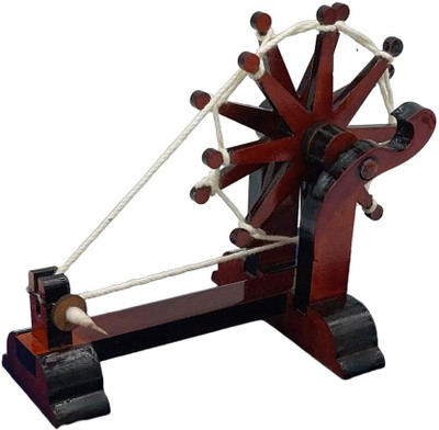 Tej Gifts Handcrafted Gandhiji's Mini Wooden Charkha in Spin Wheel for Home Decor,Gift Decorative Showpiece  -  7.5 cm(Wood, Brown)