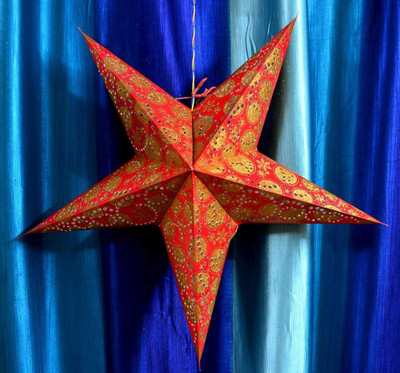 VE AND YOU Beautiful Hanging Star |Festive Décor Item IZ2723-03 Hanging Star Pack of 1 Decorative Showpiece  -  14 cm(Paper Mache, Orange)
