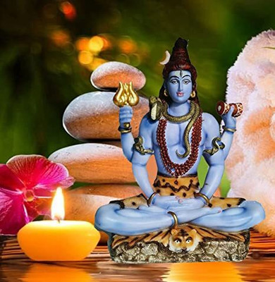 SN Handicrafts Polyresin Hand Printed Shiv ji Murti Decorative Showpiece  -  22.2 cm(Polyresin, Blue)