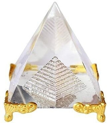 Shaan Crystal Pyramid Glod PLATED Decorative Showpiece  -  5 cm(Glass, Clear)