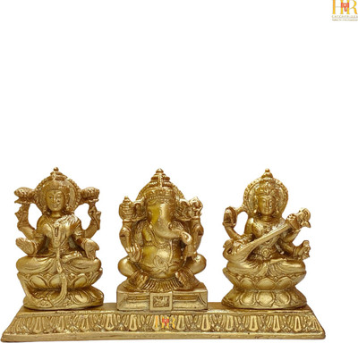 hr enterprises (LGS Gold)Lakshmi Ganesh Saraswati Idol,Lakshmi Ganesh Saraswati murti,Gifting. Decorative Showpiece  -  8.9 cm(Polyresin, Gold)